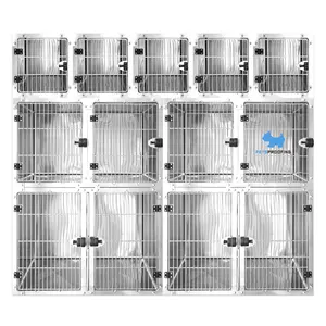 PETSPROOFING Multifunction Veterinary Stainless Steel Pet Modular Dog And Cat Show Cage Bank Large And Small Animal Kennel