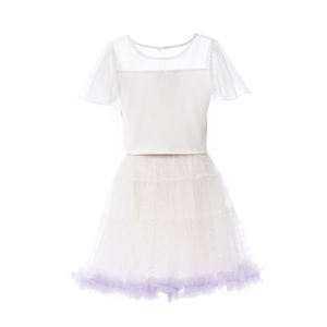 Moda kız prenses pembe kısa puf kollu pamuk bale elbise Set düşük kesim Yoga jimnastik dans kıyafeti + çocuk TV filmi - Product Image 3