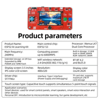 Kit d'apprentissage IA ESP32-S3 avec écran tactile LCD IPS 3,5 pouces, WiFi, BLE, Type-C, carte de développement ESP32 et servo SG90