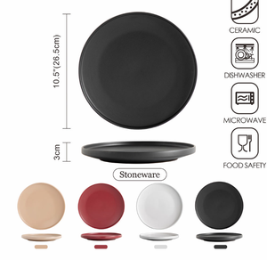Assiettes en céramique écologiques sans BPA, style hôtelier européen moderne, noir mat, pour salade, accompagnement ou dîner, vente en gros - Product Image 6