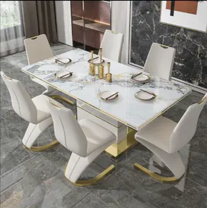 Nordic Modern Minimalist Solid Wood Marble Rectangular Dining Table And Chair Combination Small Apartment Household Dining Table
