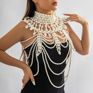 Mylulu Top Vente Collier de Mariée Châle Set Handmade Pearl Tassel Chaîne de Corps en Alliage pour Robes de Mariée Élégantes - Product Image 5