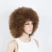 Perruque QVR Courte Afro Frisée Kinky en Cheveux Brésiliens Remy avec Frange, Densité 180%, Effet Volumineux |   Perruque sans lacets, fabriquée à la machine, style afro, pour femmes noires, toutes tailles