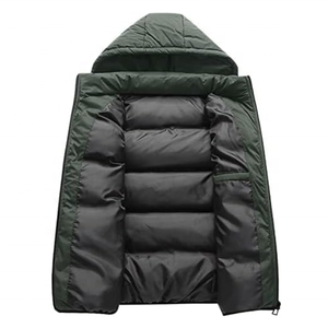 Chaleco acolchado negro con capucha para hombre, chaleco con cremallera, cortavientos, relleno de plumón, ropa de abrigo para invierno - Product Image 4