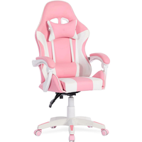 Chaise de jeu de luxe rose et blanche la plus vendue, siège rembourré, chaise d'ordinateur pour la maison, chaise de jeu pivotante pour femmes, chaise de jeu professionnelle pour adultes