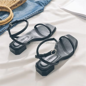 New Line With Low Heel Square Head Roman <b>Shoes</b> Open Toe Summer Flat Beach Sandals Women - Product Image 3