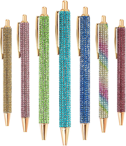 Stylos à <span class=keywords><strong>bille</strong></span> de <span class=keywords><strong>luxe</strong></span> en métal avec cristaux incrustés, stylos mignons, stylos à <span class=keywords><strong>bille</strong></span> rétractables en métal avec strass pour femmes - Product Image 1