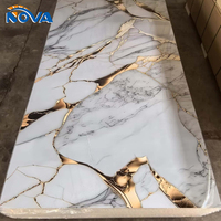 Panel de Pared de PVC con Efecto Mármol UV de 2440x1220 mm y 3 mm de Grosor, Lámina de PVC Impermeable y Resistente a los Arañazos para Paredes Interiores Residenciales y Comerciales