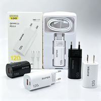 Cargador Rápido USB Tipo C de 120W con Enchufe EU/US, Adaptador de Pared GaN con Carga Rápida USB-C PD, Cargador de Viaje Tipo-C para Teléfono Móvil