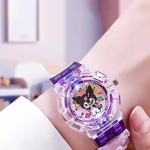 Montre électronique lumineuse numérique à quartz pour enfant, jouet éducatif et écologique, motif dessin animé, bleue, créative, avec colle cristalline - Product Image 4