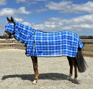 Alfombra de mosca de caballo de malla de polialgodón que ofrece protección solar, comodidad transpirable, durabilidad resistente para uso de doma de verano - Product Image 3