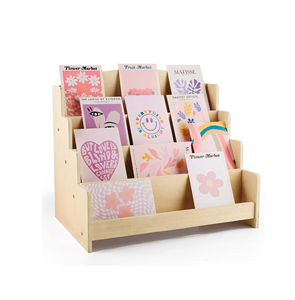 Expositor <span class=keywords><strong>de</strong></span> Tarjetas <span class=keywords><strong>de</strong></span> Felicitación <span class=keywords><strong>de</strong></span> Madera <span class=keywords><strong>de</strong></span> 4 Niveles, Organizador <span class=keywords><strong>de</strong></span> Pegatinas Color Madera, Estante para Postales, Fotos y Papelería - Product Image 1