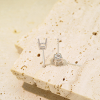 Paramètres de boucle d'oreille incrustée d'or solide 14k personnalisés professionnels boucles d'oreilles en pierre ronde semi-montée pour pierre de 3mm