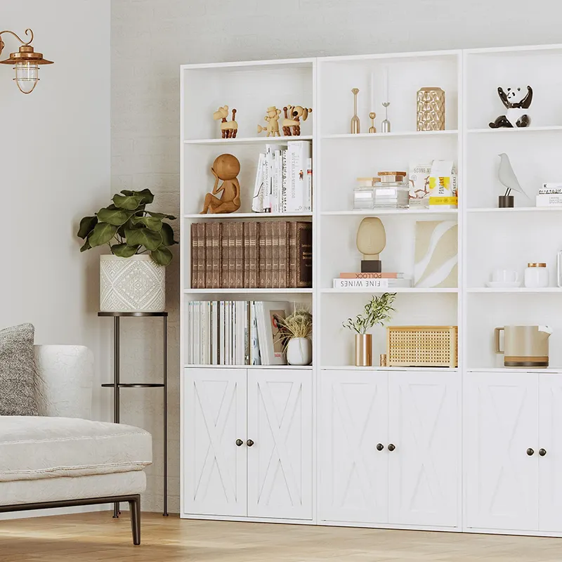 Wooden modern luxury living room furniture combination book shelf display cabinet bookcases & bookshelves