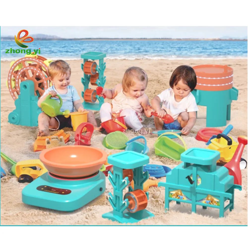 고품질 Zhongyi 놀이 특허 대형 모래 수영장 장난감 구덩이 모래 시계 모래 연삭 말 풍차 해변 모래 장난감