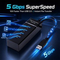 USB 3.0 Hub 4 Port SuperSpeed ​​5 Gbps USB Splitter Kabel Bawaan Ekspander Port USB Portabel untuk Laptop PC Komputer Desktop