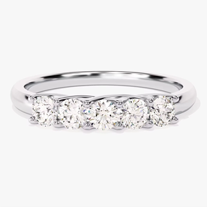 Anello <span class=keywords><strong>Eternity</strong></span> con Cinque Pietre e Diamanti Semi-Incastonati in Oro Massiccio 18K 14K, Anelli Nuziali con Diamanti Coltivati in Laboratorio per Donne e Uomini - Product Image 4