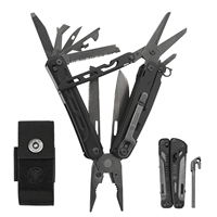 Pince multifonction professionnelle Xhandle MT-11 20-en-1 avec lame en acier D2, finition Stonewash noire, outil EDC, allume-feu, ouvre-bouteille, tournevis