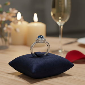 Anillo Solitario de Diamante Azul con Detalles de Corte Brillante Redondo, Elegante Anillo de Compromiso para Mujer en Oro Blanco de 14k - Product Image 3