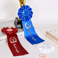 Usine directe Logo personnalisé Rosettes de trophée en satin à face unique Rubans de prix de vente chaude Ruban cadeau personnalisable
