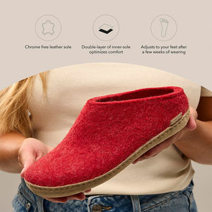 Pantoufles en feutre de laine naturelle pour femmes avec logo personnalisé, semelle intérieure double couche optimisée pour un usage domestique en intérieur - Product Image 5