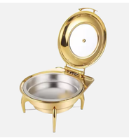 Nouveau design, chauffe-plat hydraulique de haute qualité en acier inoxydable doré pour hôtel, 6 l, usage commercial, facile à nettoyer, pour buffet