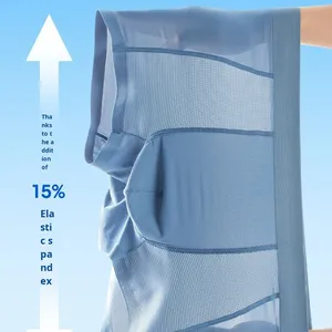 Ice Silk Knitted Mesh Antibacterial Seamless Men's Underwear Thin Comfortable Breathable Mid-Rise <b>Boxer</b> Shorts with Waist Logo - Product Image 2