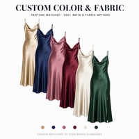 Robe nuisette en satin personnalisée en gros, col drapé, bretelles spaghetti, fente haute, longueur midi, pour femme, fabricant OEM ODM
