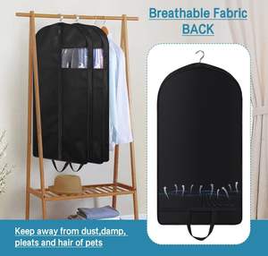 Sac de vêtement léger de luxe noir écologique réutilisable pour housse de costume Vente en gros Logo personnalisé Sac de vêtement pour housse de costume avec fermeture éclair - Product Image 4