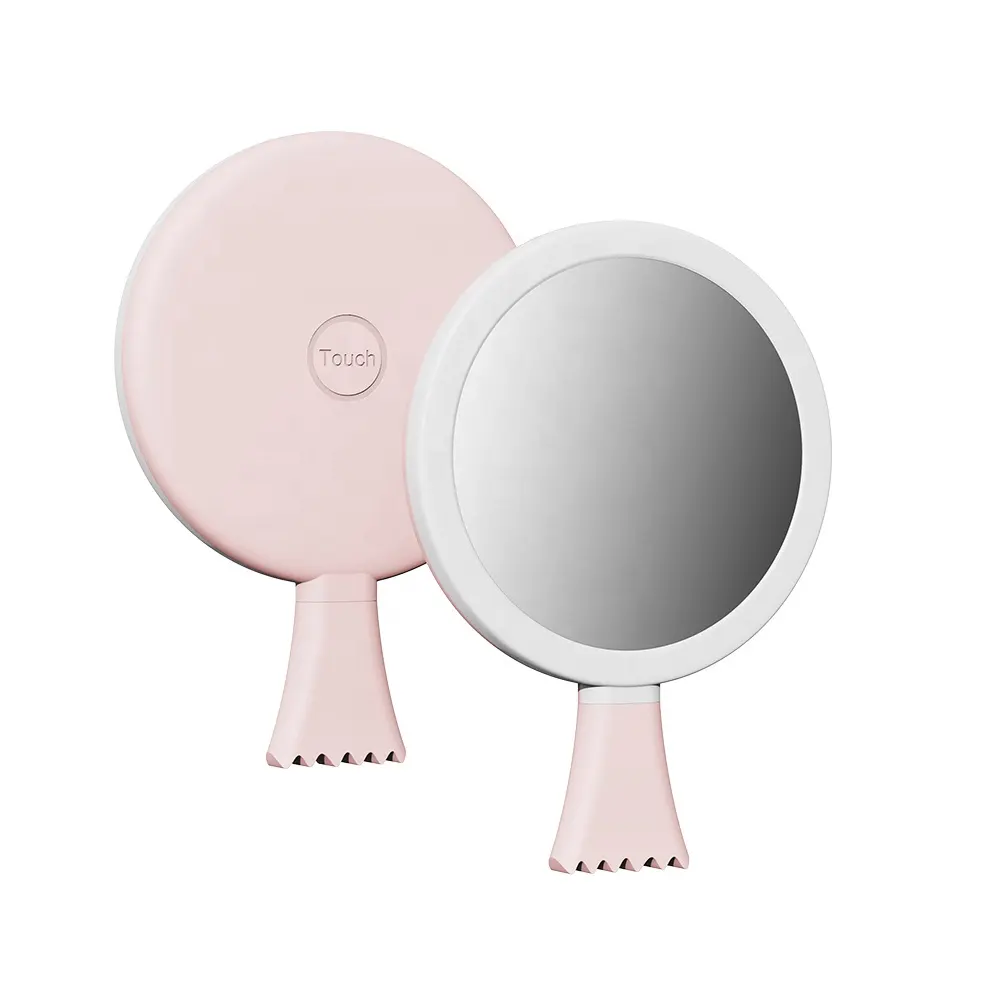 Powered By Phone Pink Pocket Make Up Mirror With Led Light Free Sample