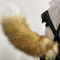 Queue de renard électrique rechargeable faite à la main, en peluche, oreilles d'animaux simulées, fourrure véritable, queue mobile pour les accessoires de costumes d'exposition de bandes dessinées