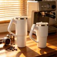 Tasse à café à double paroi de qualité supérieure pour sublimation, 30 oz, en acier inoxydable, personnalisable, avec couvercle à paille rabattable, idéale pour la gym