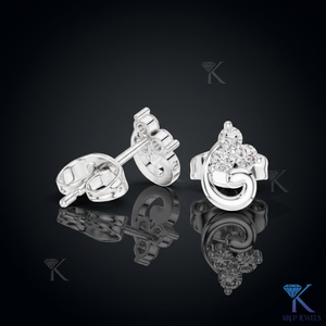 Lab Grown Diamond Abstract Swirl <b>Stud</b> Earrings 3 Stone Cluster 14K/18K Solid Gold Women's Jewelry Wedding Party Anniversary Gift - Product Image 3