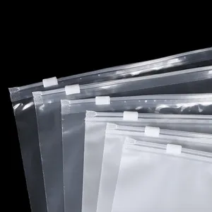 Slider seal repeated use waterproof plastic frosted clear zipper bag with air vent