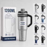 Gobelet isotherme en titane de 1200 ml avec poignée, paille et filtre à thé – Garde au chaud et au froid – Bouteille d'eau pour voiture et bureau