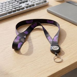 Porte-badge rétractable moderne en nylon personnalisé, avec lanières jacquard tissées, impression numérique, portable, promotionnel, pour carte de travail, usage bureautique - Product Image 2