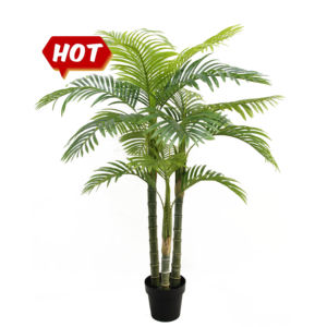 Palma Areca Artificiale in Plastica Verde 150cm con Vaso <span class=keywords><strong>Bonsai</strong></span> per Decorazione Interna ed Esterna Ecologica - Product Image 1