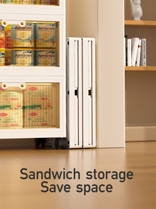 Xingsheng Household PP Plastic Foldable Cabinet 1Layer with Wheels Transparent <strong>Clear</strong> Storage Organizer for Clothes Shoe Kitchen - Product Image 6