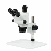 Trinocular Stereo Zoom Microscope with Large Base White and Black Plate