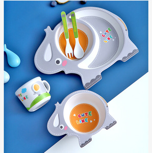 5 pezzi Vajilla ninos platos de bamboo bambu piatti 5 pezzi <span class=keywords><strong>set</strong></span> per l'alimentazione dei bambini, <span class=keywords><strong>set</strong></span> da cucina per bambini <span class=keywords><strong>set</strong></span> da pranzo per bambini in fibra di bambù - Product Image 5