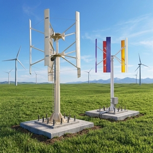 Système hybride solaire-éolien à axe vertical de type H, pales en aluminium de 10 m de hauteur, énergie libre, 50 kW, éolienne H-50 kW 50 kW - Product Image 1