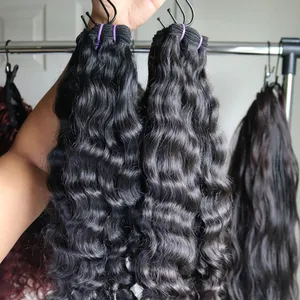 100% rambut perawan yang tidak diproses grosir rambut keriting Thailand bundel rambut mentah Vietnam warna alami ditarik ganda Kamboja