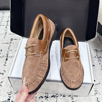 Mocassins en daim bicolore pour femmes, à lacets, bout plissé, chaussures bateau à enfiler, talon bas carré, confort décontracté, luxe, chaussures pour hommes