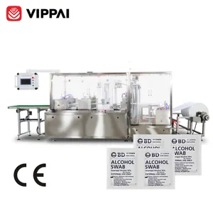 VIPPAI(Viroo) Fully Automatic 4 Sides Seal Single Piece Alcohol Prep Pads Wet Wipes Making Packing Manufacturing Machine