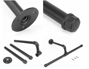 Porte-vêtements mural flottant en tuyau industriel, bricolage, robuste, rustique, vintage, barre à vêtements en métal pour la cuisine - Product Image 6