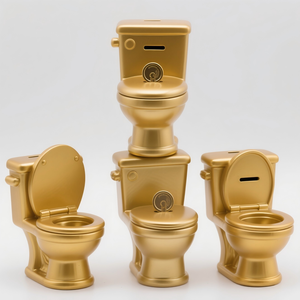 Novelty Golden Toilet Money Jar, <strong>Funny</strong> Resin Coin Bank, Creative White Elephant Gag <strong>Gift</strong>, Unique Office Desktop Ornament - Product Image 1