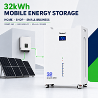 Système de stockage d'énergie solaire hybride domestique avec batterie au lithium LiFePO4 de 32 kWh, conception modulaire empilable, BMS intelligent, sortie AC