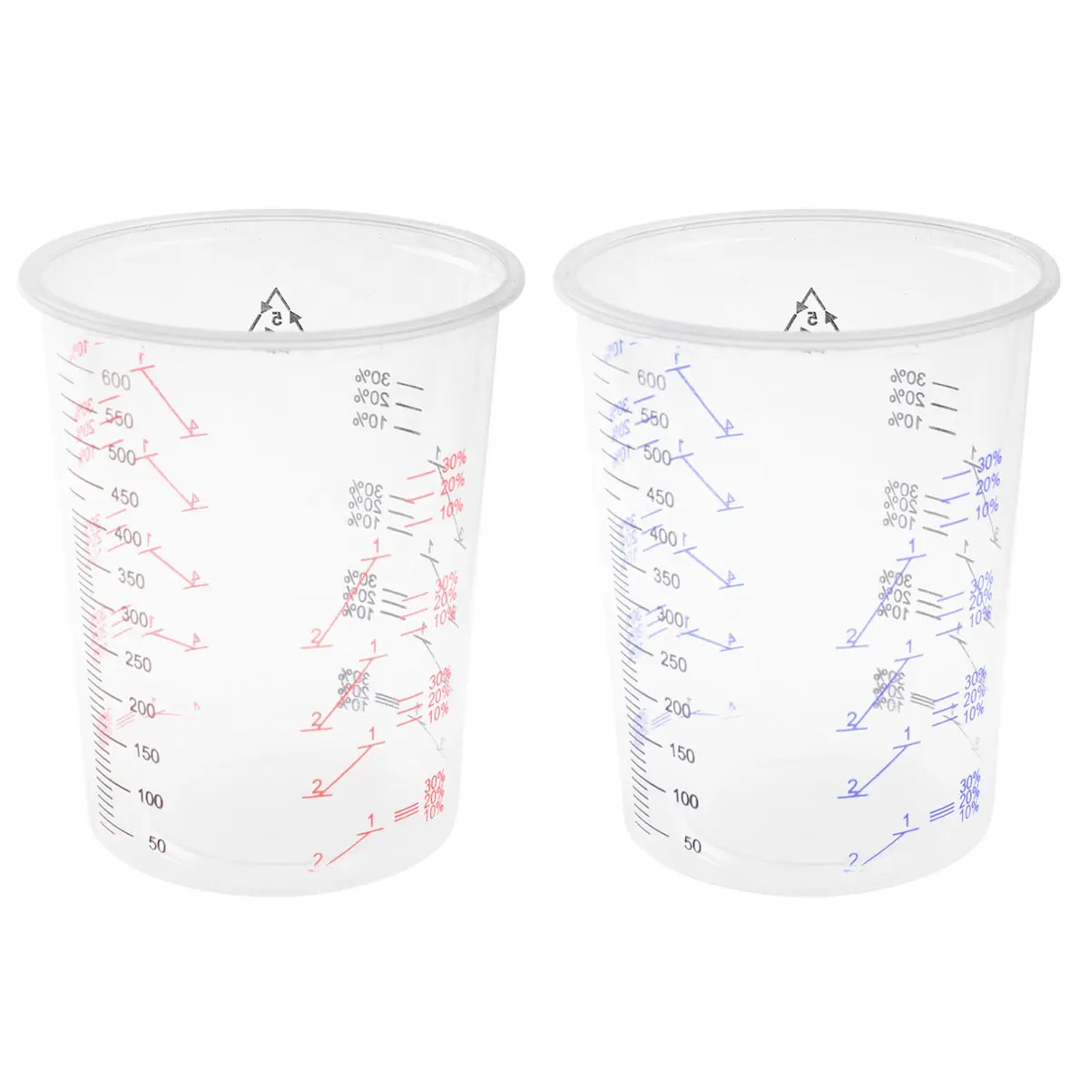 20Pcs 600ML Clear Plastic Measuring Cups Disposable Paint Mixing Cup with Measurements for Art Paint School Supplies