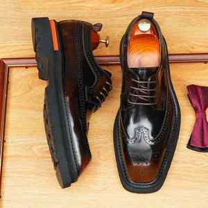 Zapatos Oxford Casuales de Vestir para Hombre, Hechos a Mano, de Cuero Genuino, con Hebilla Metálica, para Boda, que Aumentan la Estatura - Product Image 1