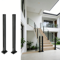 Rampe d'escalier en verre sans cadre en acier inoxydable noir, design moderne, installation facile, résistante à la rouille, pour villa